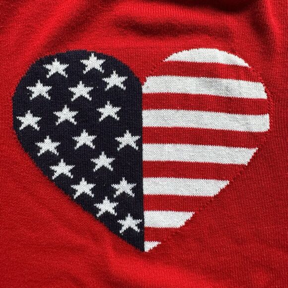 White Stag Sleeveless Sweater Womens Size XL Flag Heart Patriotic July 4th - Picture 2 of 8